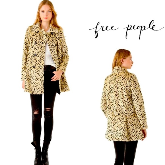 Free People Jackets & Blazers - Free People Chetah Print Faux Fur Coat
